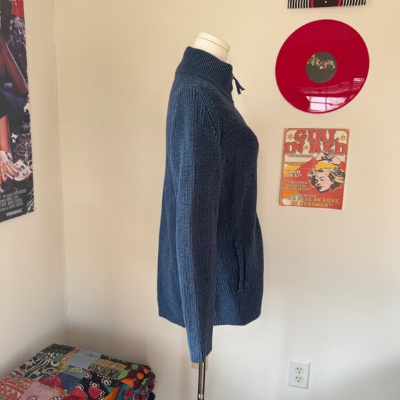 L.L.Bean Knitted Dark Blue Zippered Sweater - Picture 12 of 13